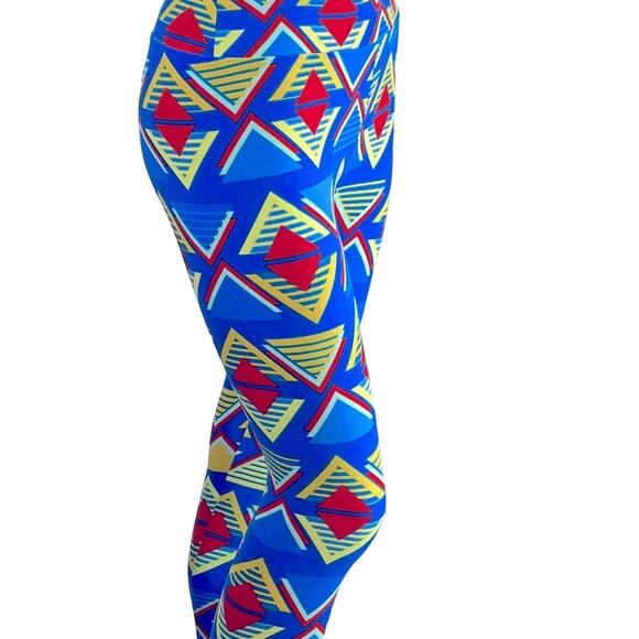 LuLaRoe Super Soft Leggings sz OS 2-10 Geometric Blues Red Yellow Stretchy Comfy - Picture 4 of 14